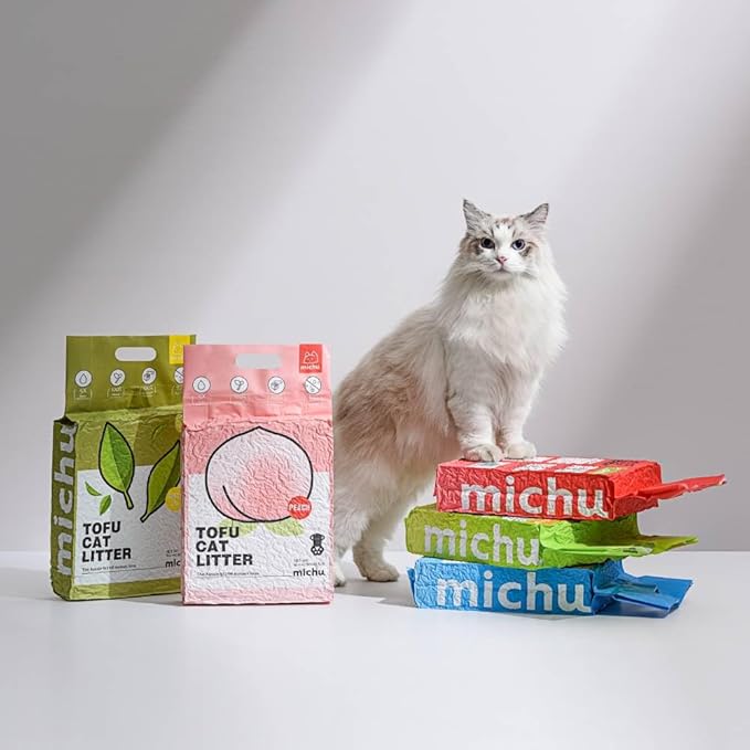 Tofu Cat Litter Natural Clumping Tofu Cat Litter, Fast Clumping and Easily Scoop-able 5.5lb/88oz 5 Scents - Greentea, 6 Pack