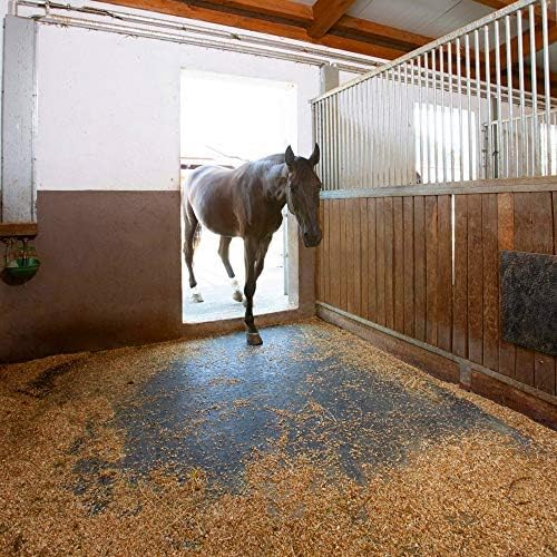 American Floor Mats Heavy Duty Stall Tiles - Stable/Horse Tiles - Thick, Durable Rubber Flooring Solid Black 6' x 8' Set 1/2" Thick (12 Tiles Total)