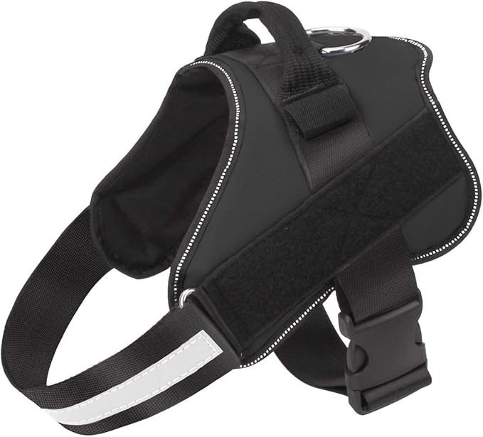 Bolux Dog Harness, No-Pull Reflective Dog Vest, Breathable Adjustable Pet Harness with Handle for Outdoor Walking - No More Pulling, Tugging or Choking (Black, S)