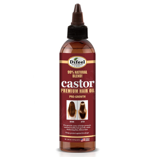 Difeel 99% Natural Premium Hair Oil - Pro-Growth Castor Hair Oil 8 Oz. - Natural Castor Oil For Hair Growth