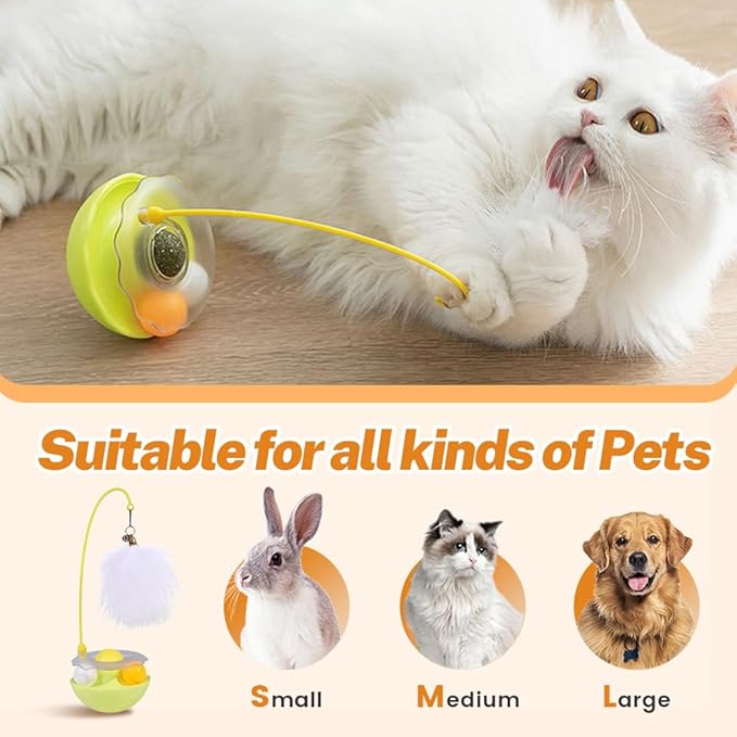 Interactive Cat Feather Toys, 2025 New Catnip Toy, Multifunctional Cat Teaser, Durable Track Ball Pet Toy for Indoor Play, Premium Pet Exercise Toy for Kittens and Adults (Green)
