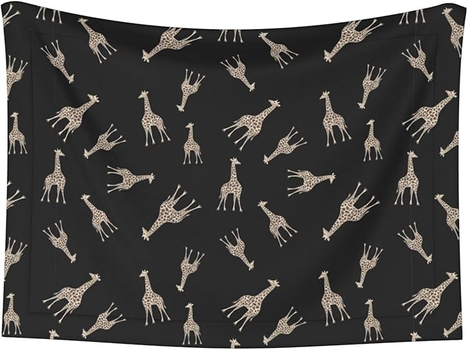 Reversible Plush Throw for Dogs and Cats, Giraffe Leopard Print On Black, Double Sided Blanket with Nubby Dot Side and Sleek Side Ideal for Cuddling Nesting Security