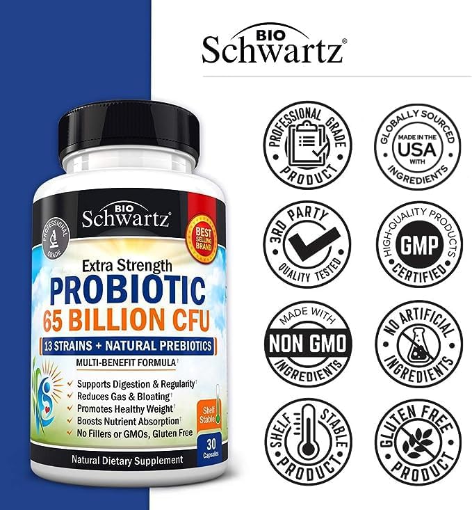Organic Turmeric Curcumin and Ginger Supplement (1 Month Supply) Plus 65 Billion CFU Daily Probiotic Supplement (1 Month Supply)