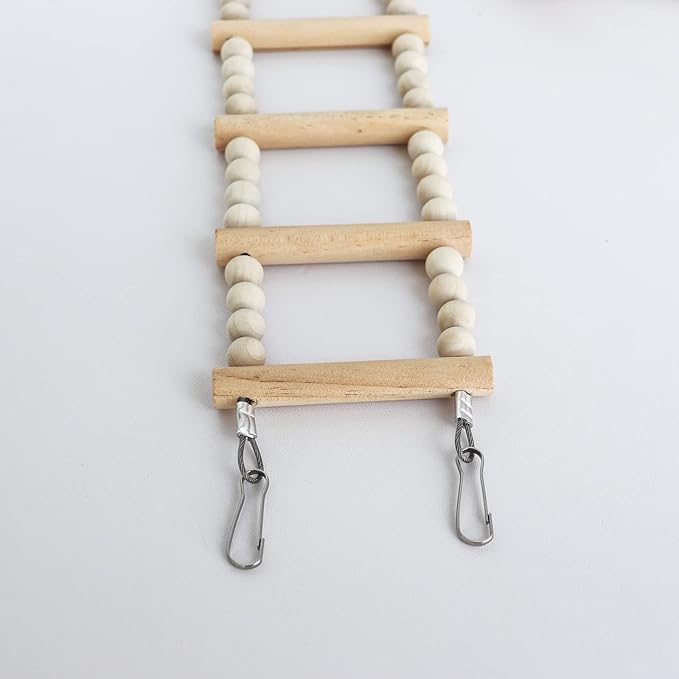 Bird Ladder Bridge, Wooden Pet Hamster Climbing & Swing Toys, Cage Accessories for Birds Rats Parrots Hamster Squirrel Sugar Gliders Parakeets Cockatiels - 16 Steps - 36.6 x 3.14 Inch