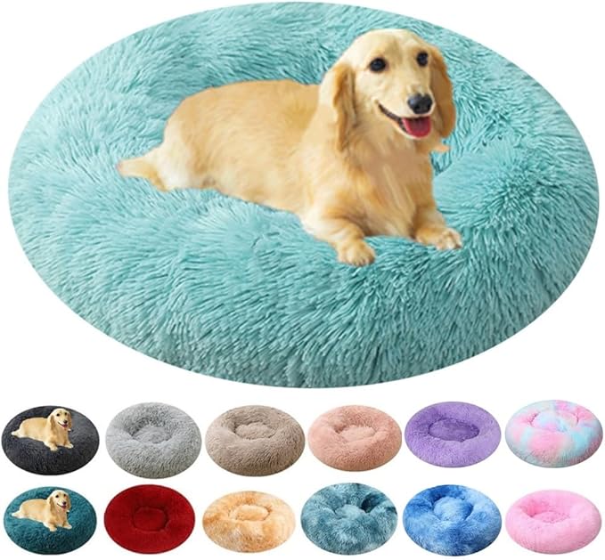 Dog Bed & Cat Bed for Small Medium Dogs, 27 Inch Calming Dogs Bed Anti-Anxiety Machine Washable Fluffy Luxury Anti-Slip Waterproof Pet Puppy Round Bed (Light Green)