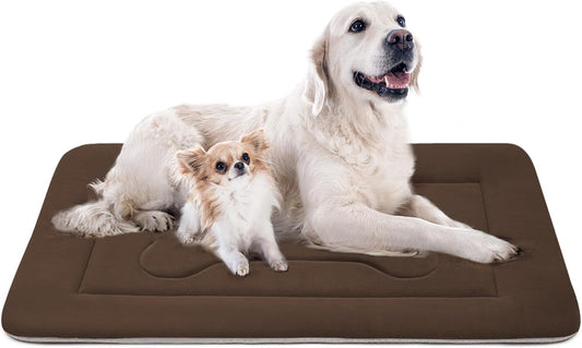 JoicyCo Extra Large Dog Bed Soft Dog Crate Pad Mat, 48 in Non-Slip Bottom Washable Dog Sleeping Mattress Pet Beds Cat Bed Kennel Pad, Dark Brown