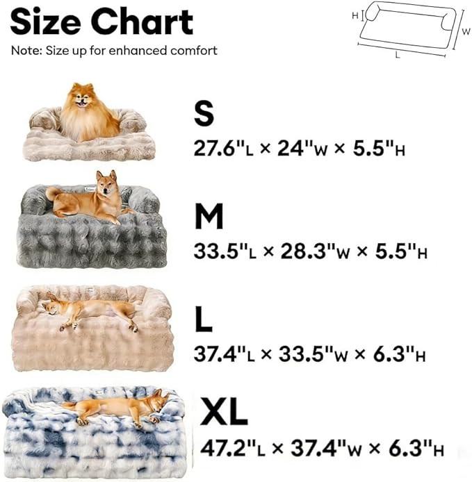 Dream Cloud Pet Sofa Bed for Dogs Cats, 2026 Washable Removable Calming Fluffy Plush Mat for Furniture Protector, Long Fur Non-Slip, for Small/Medium/Large Home Pets (Grey, L: 37.4 * 33.5IN)