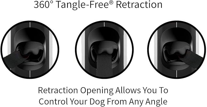 TUG 360° Tangle-Free Retractable Dog Leash with Anti-Slip Handle | 16 ft Strong Nylon Tape | One-Handed Brake, Pause, Lock (Medium, Red)