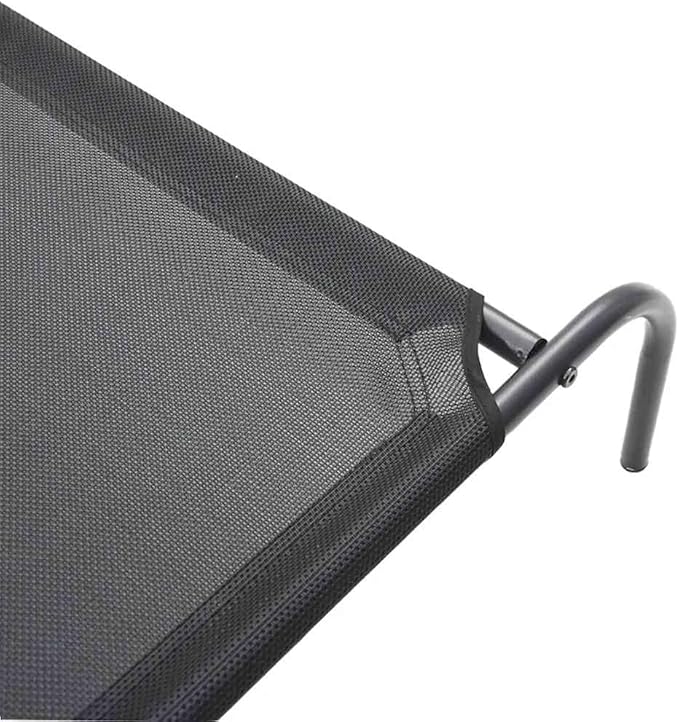 Elevated Dog Bed for Small Pets, Portable Raised Pet Cot with Breathable Textilene Fabric and Durable Steel Frame, Indoor and Outdoor Cooling Bed for Dogs up to 22 lbs, Black