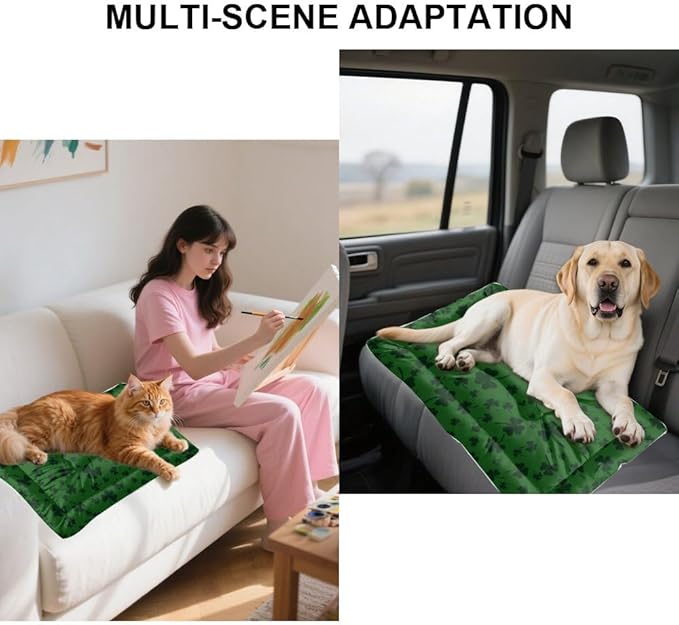 St Patricks Black Shamrock Pet Beds Non Slip Bottom Washable Pet Mats Cozy Soft Outdoor Dog Bed Furniture Covers for Pets Printed Cat Bed Gift Portable Mat 36× 24 Inch Indoor Outdoor