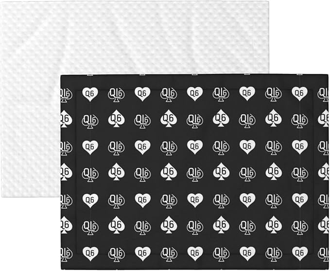Double Sided Plush Pet Blanket with Cozy Dot Texture and Smooth Reverse, Golden Queen of Spades Printed Black, Reversible Throw for Dogs Cats on Couches Beds Crates