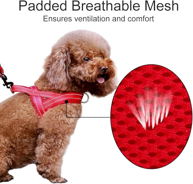 Plutus Pet No Pull Dog Harness with Breathable Mesh Padded, Adjustable Reflective Escape Proof Dog Harness, Quick Fit Dog Vest Harness for Small Medium Large Dogs(XXS, Red)