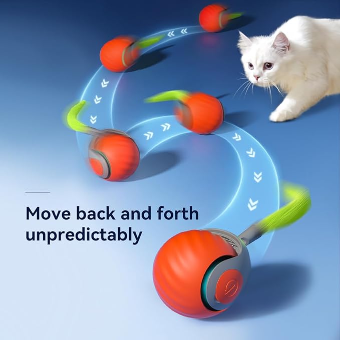 Petgravity Speedy Sprint Ball Toy for Cat Type-C Rechargeable Interactive Cats Toy Orange