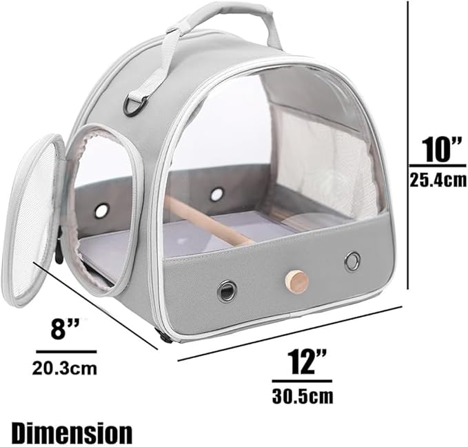 Bird Travel Carrier Cage, Portable Small Bird Parrot Parakeet Carrier with Standing Perch and Soft Mat, Side Access Window Collapsible Bird Carry Transport Bag for Vet Visit