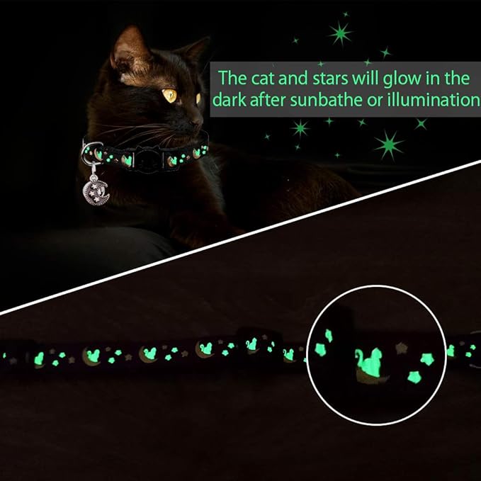2Pcs Breakaway Cats Collars Cat Collars for Boy & Girl Cats Adjustable Kitten Collars with Bell,Purple+Teal,8"-13.1"