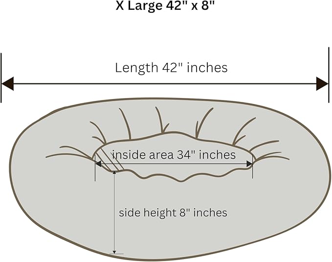 Organic Cotton Canvas Dog Bed: Removable Cover, Natural Fill - Made in USA (Gray, X Large 42" x 8" inches)