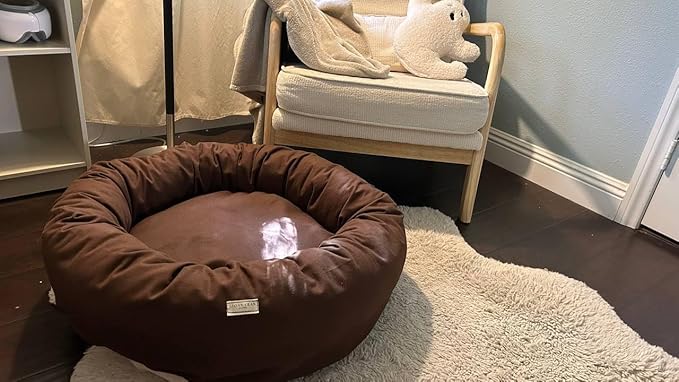 Organic Cotton Canvas Dog Bed: Removable Cover, Natural Fill - Made in USA (Dark Brown, X Small 18" x 6" inches)