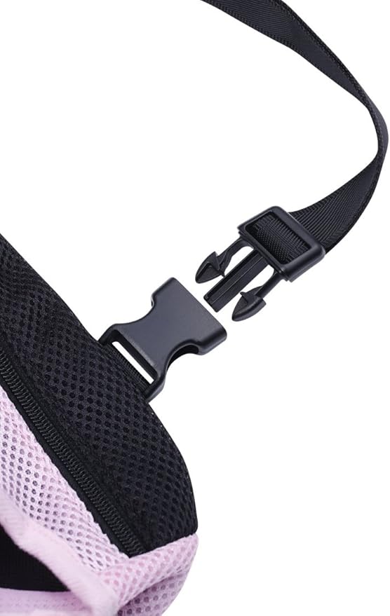 Pet Dog Puppy Cat Carrier Five Holes Backpack Double Shoulder Straps Mesh Front Chest Backpack Bag, S, Pink
