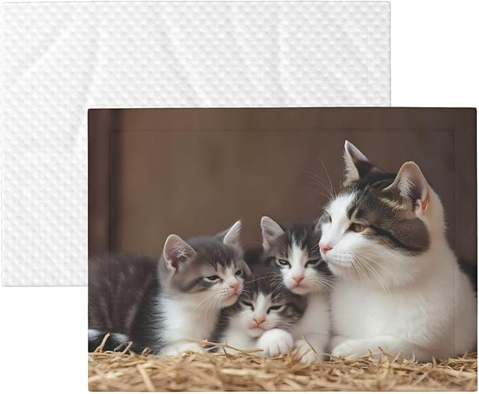 Cat Family Print Soft Plush Pet Blanket, Washable Dog Blanket, Cat Fleece Throw, Puppy Bed Crate Mat & Sofa Couch Protector - Medium
