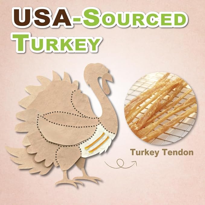 A Freschi srl Turkey Tendons for Dogs, USA-Sourced, Healthy Dog Treats, Rawhide-Free Puppy Chews, Long Lasting, All Natural, Hypoallergenic Dog Treats for Large Breeds, 10 Count Box Rope (L)