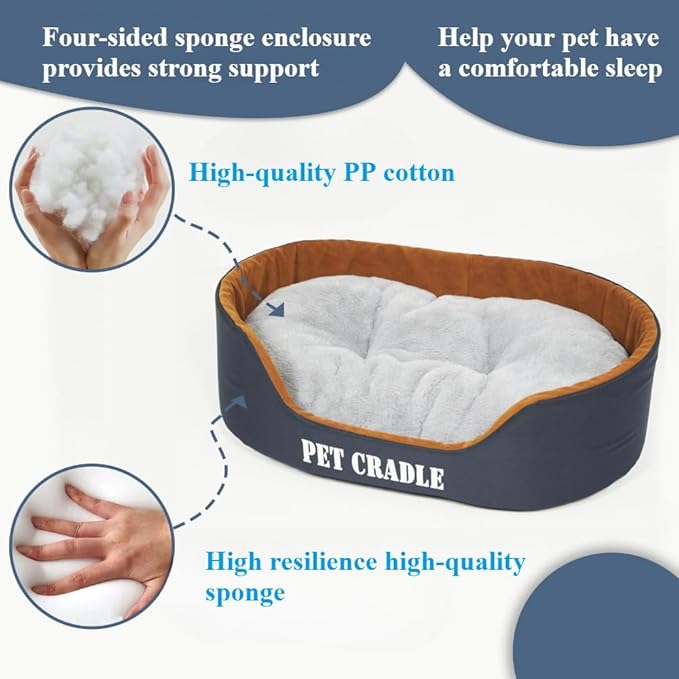 Dog Bed Orthopedic Dog Couch Bed, Waterproof Pet Bed with Removable Washable Mat & Non-Slip Bottom(Grey,23.62''X15.75'')