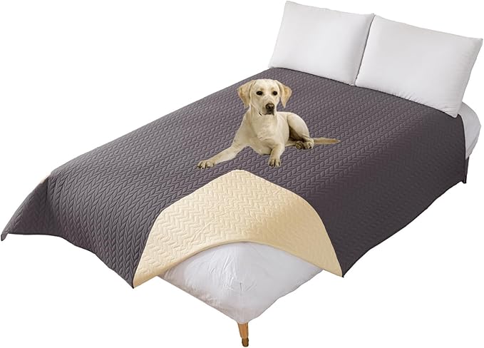 GIBZ Waterproof Dog Bed Cover Anti Slip Pet Furniture Protector Washable Blanket Large Soft Quilted Mat, Dark Grey, 75x180cm