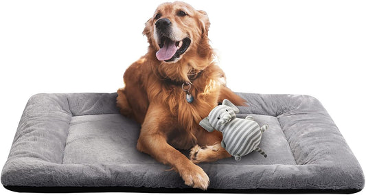 VERZEY Crate Pad for Large Dogs Fit Metal,Ultra Soft Bed Washable & Anti-Slip Kennel Pad for Dogs Cozy Sleeping Mat,Gray 42inch