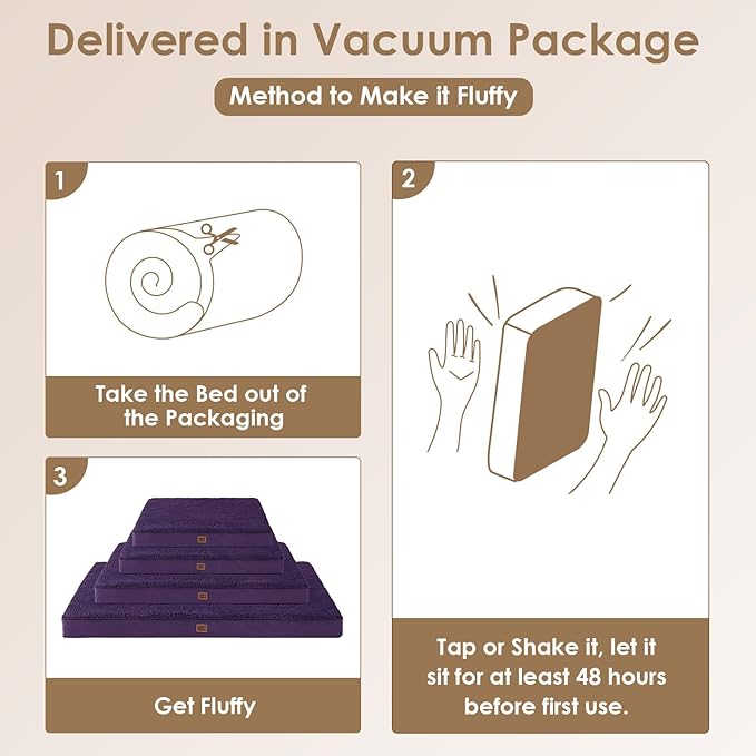 EHEYCIGA Orthopedic Medium Dog Beds for Small Dogs with Removable Washable Cover for Crate, Purple, 30x20