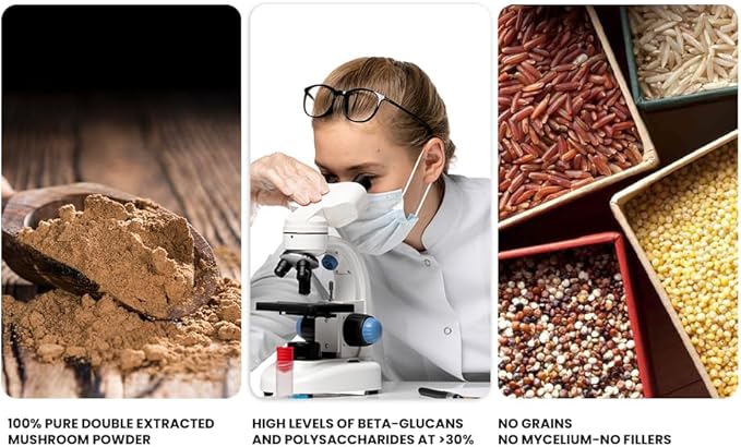 Ellie's Best 7 Mushroom Powder Extract Blend Supplement - Organic Reishi, Lion's Mane, Chaga, Turkey Tail, Cordyceps, Maitake & Shiitake - Double Extracted - 16oz / 456 Servings…