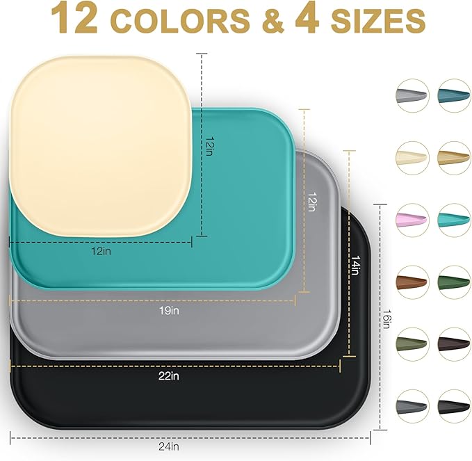 Small Silicone Pet Food Mat with Raised Edge for Food and Water Bowl, Square Dog Feeding Mats, Cat Food Trays for Floor Waterproof, Rubber Tray for Dogs and Cats, 12 x 12 x 0.7 Light Olive Green