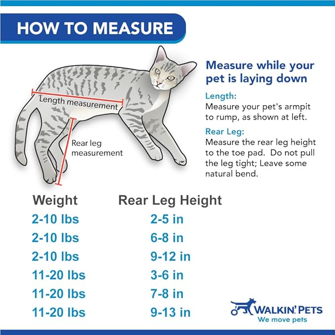 Walkin' Wheels Lightweight – for Small Cats 2 to 20 Pounds – Veterinarian Approved – Cat Wheelchair for Back Legs, for Cats 11-20 lbs, 3-6 inches Leg Height – Pink