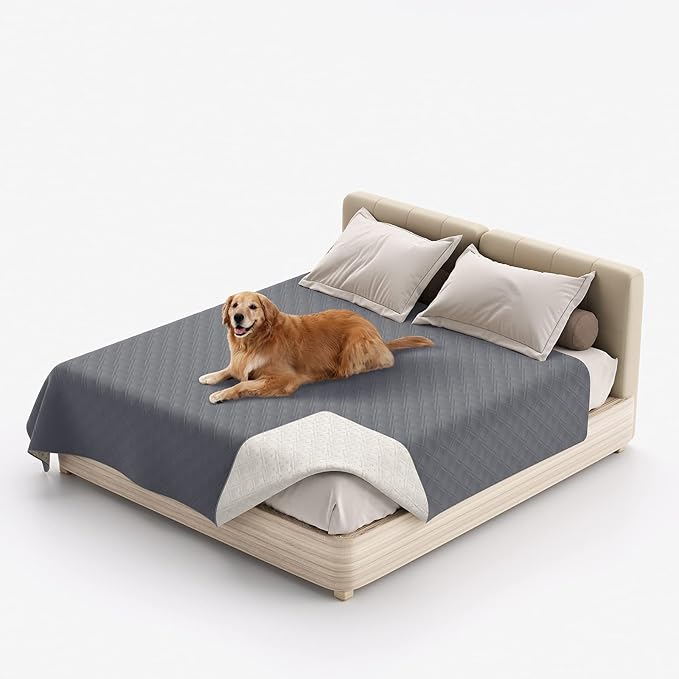 Waterproof Dog Bed Covers for Couch Protection, Water-Resistant Soft Dog Pet Blanket Anti-Slip Dog Blanket for Bed, for Furniture Bed Couch Sofa (Grey,86x82inch)