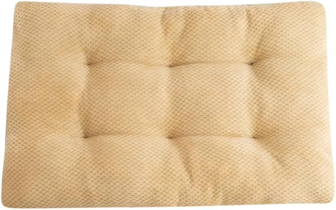 Washable Dog Bed for Large Breeds, Extra Cushioned Crate Mattress with Removable Fluffy Cover, Non-Slip Orthopedic Pet Pad, Machine Washable Kennel Mat(Brown,S)