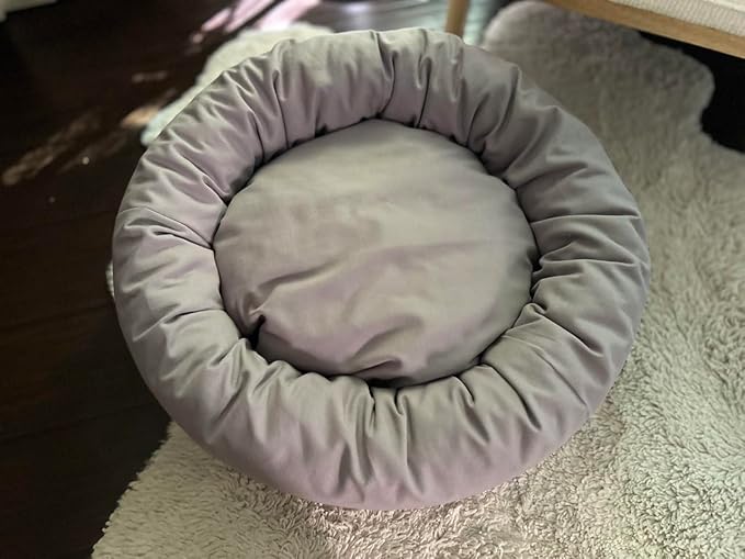 Organic Cotton Canvas Dog Bed: Removable Cover, Natural Fill - Made in USA (Blue Gray, Large 35" x 8" inches)