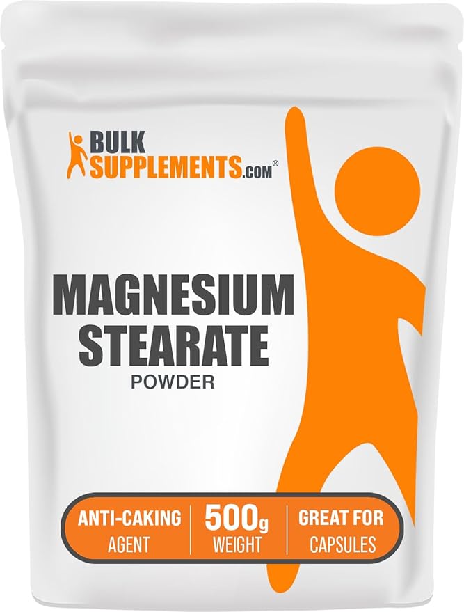 BulkSupplements.com Magnesium Stearate Powder - Anti-Caking, Flowing Agent, & Filler - Magnesium Stearate Food Grade, Servings May Vary - 500g (1.1 lbs) (Pack of 1)