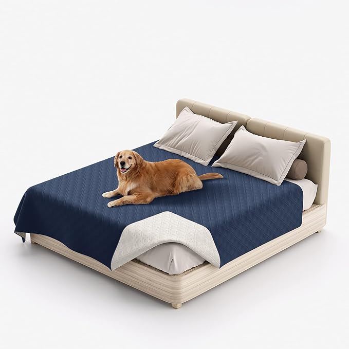 Waterproof Dog Bed Covers for Couch Protection, Water-Resistant Soft Dog Pet Blanket Anti-Slip Dog Blanket for Bed, for Furniture Bed Couch Sofa (Navy Blue,82x82inch)