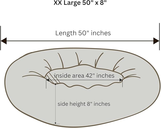 Organic Cotton Canvas Dog Bed: Removable Cover, Natural Fill - Made in USA (Dark Brown, XX Large 50" x 8" inches)