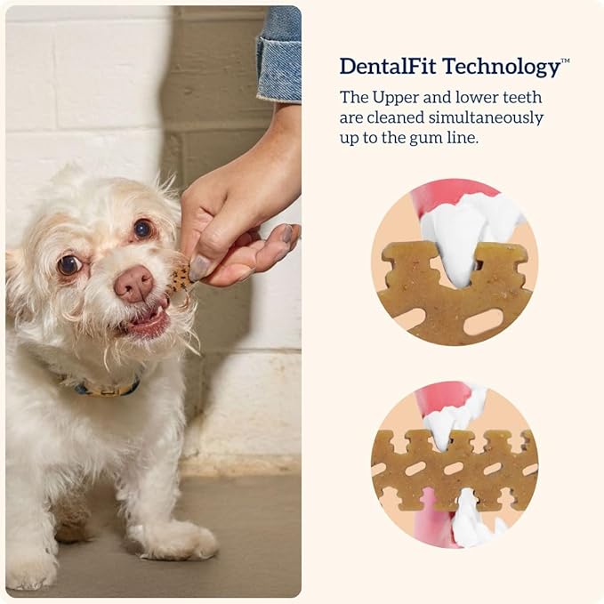 Groovies Flexible Dog Dental Chews with Patented DentalFit Technology to Help Support Tartar Control & Fresh Breath, Small Dog Chews for 5-15 lb Dogs, USA Manufactured Oral Care, 22 Chews