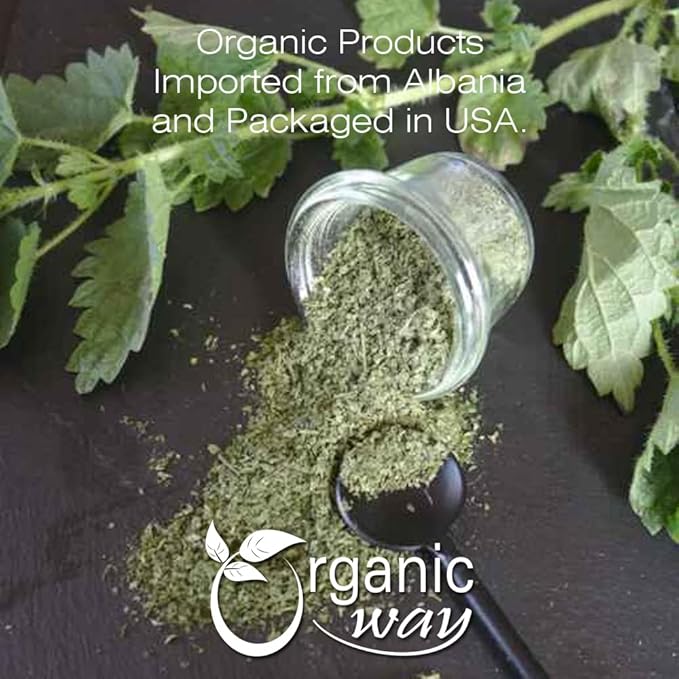 Organic Way Nettle Leaf Powder (Urtica dioica) - Herbal Tea | European Wild-Harvest | Kosher & USDA Certified | Vegan, Non-GMO & Gluten Free | Resealable Bag | 100% Raw from Albania (1/2LBS / 8Oz)