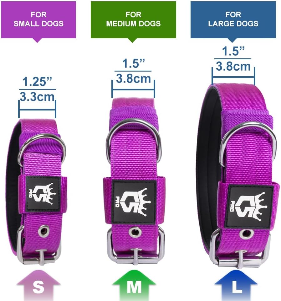 TSPRO Tactical Dog Collar 1.25 Inch Wide Thick Dog Collars with Heavy Duty Metal Buckle, Durable, Strong, Adjustable for Small Dogs (Camo Blue S)
