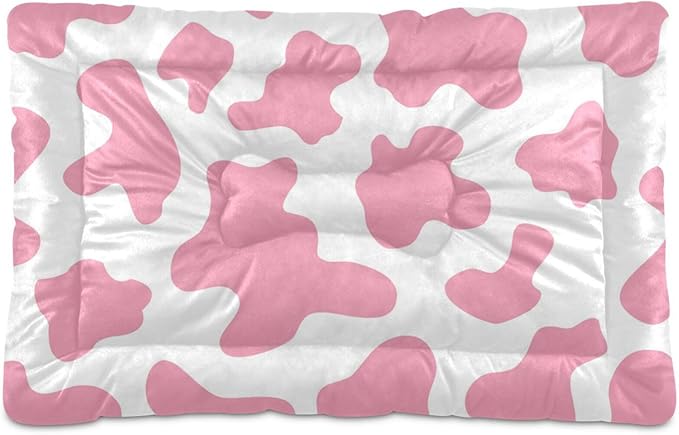 Pet Bed Pink Milk Cow Print Dog Bed Mat Absorbing Non Slip Pad Pet Sleeping Mat for Small, Medium, and Large Dogs Puppy Cat 36 in x 24 in