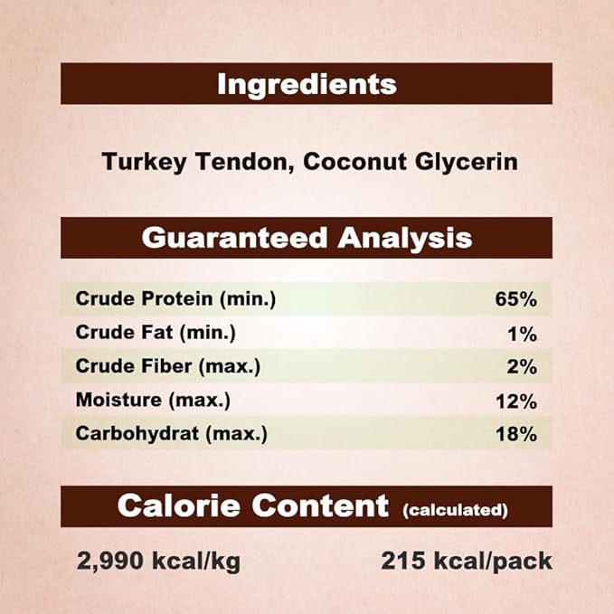 A Freschi srl Turkey Tendons for Dogs, USA-Sourced, Healthy Dog Treats, Rawhide-Free Puppy Chews, Long Lasting, All Natural, Hypoallergenic Dog Treats for Large Breeds, 1 Count Pack Rope (L)