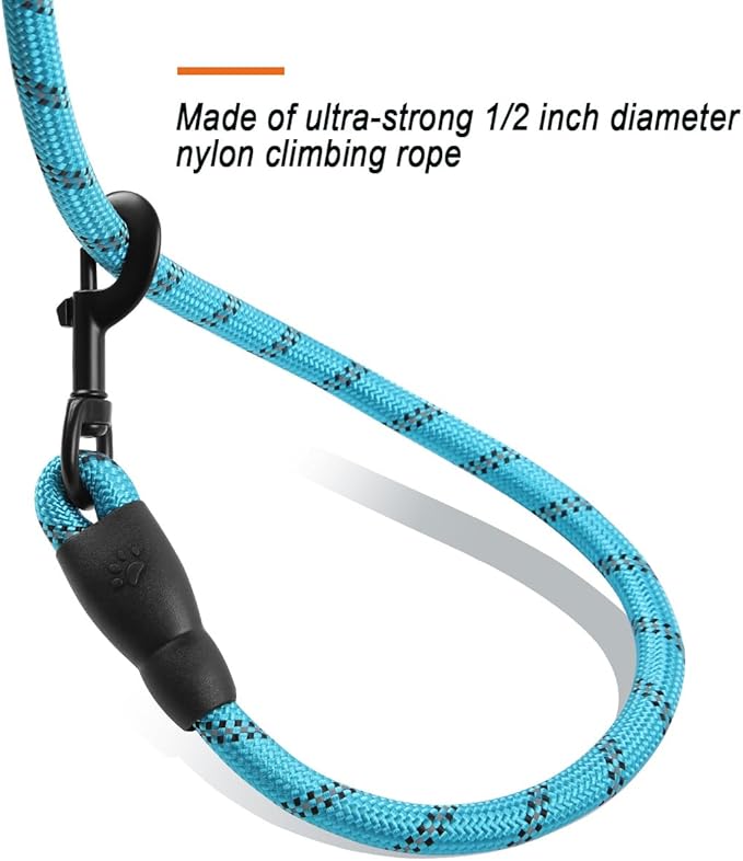 BARKBAY Dog Leashes for Large Dogs Heavy Duty Dog Leash 4/5/6 FT with Comfortable Padded Handle and Highly Reflective Threads for Medium Large Dogs Walking Training Running (5FT-1/2'',Blue)