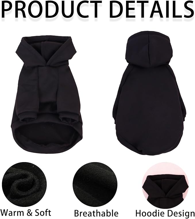 Custom Dog Hoodie, Personalized Sweatshirt with Photo Text Name Logo, Customized Hooded Sweater for Small Medium Large Dogs & Cats (Black, XXXX-Large)