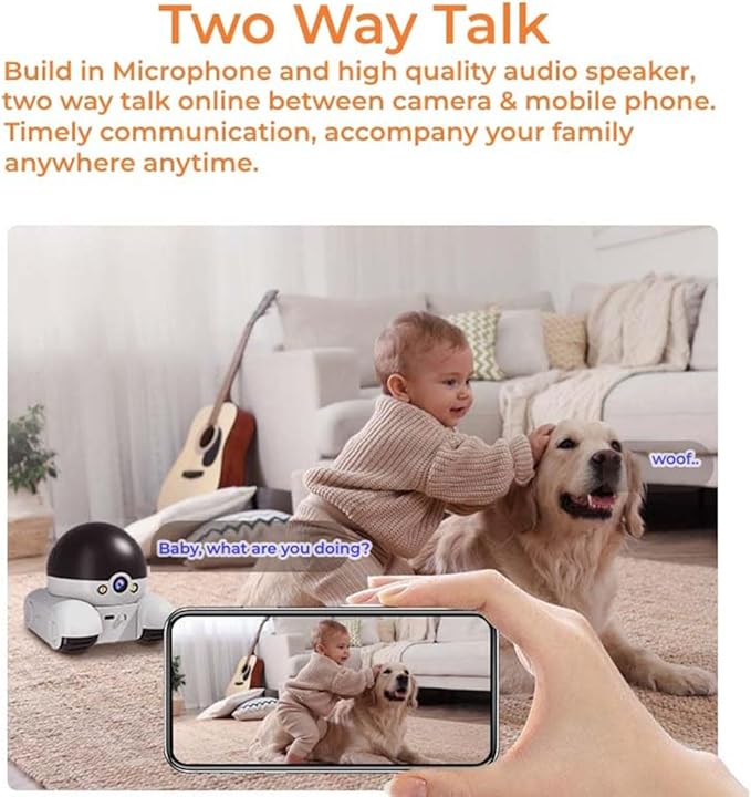 Pet Cameras Indoor with Phone App, 1080p Dual Lens, P 360°/T 90° Rotation Monitoring, 2-Way Talk, Night Vision, Motion Detection, Video Recording (4G, 64GB)