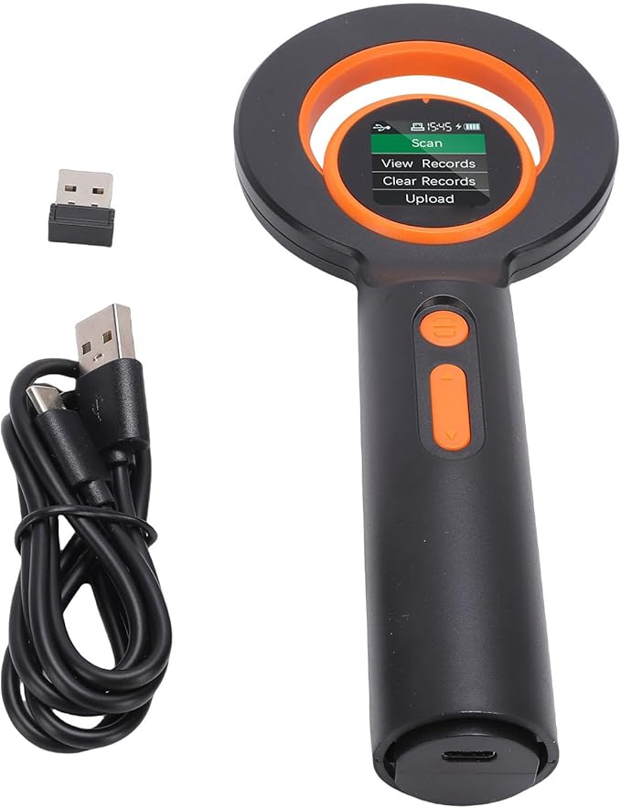 Asixxsix Pet Microchip Scanner, 2.4GHz Wireless BT USB Connection 240 Tag Records Storage 1.44 Inch TFT Screen Tag Reader, Animal Chip Id Reader with for Dog Cat Pig Animal