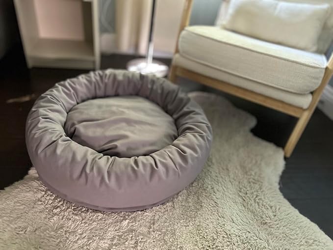 Organic Cotton Canvas Dog Bed: Removable Cover, Natural Fill - Made in USA (Blue Gray, X Large 42" x 8" inches)