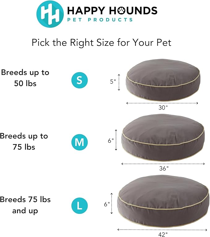 Happy Hounds Scout Round Reversible Pillow Dog Bed, Large (42" x 42"), Chocolate