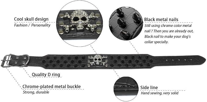 Serijoars Spiked Studded Dog Collar, PU Leather Dog Collar, Adjustable Pet Collars for Medium or Large Breed Pet (S, Leopard2)