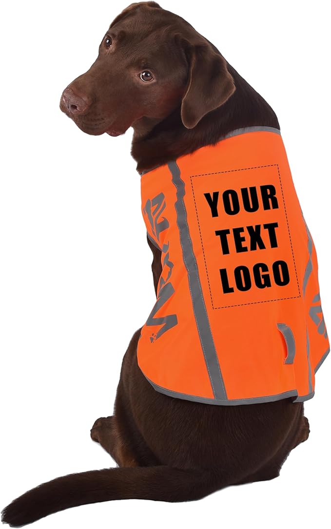 Customised Orange Reflective Dog Vest for XLarge Breeds,High Visibility Dog Safety Vest Harness with Removable Bell Keep Safe from Hunting, Training & Cars Accidents